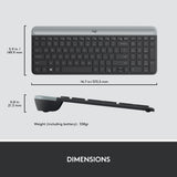 Logitech mk470 schlankes kabelloses Desktop-Set (schwarz, US-internationales Layout (QWERTZ), Scherenschalter, 100 %, 1000 dpi)