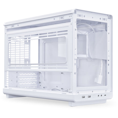 Lian li a3-matx weiß (Wood Edition) Midi-Tower-Gehäuse (weiße Holzfarbe | 2x USB-A | 1x USB-C | gehärtetes Glas)