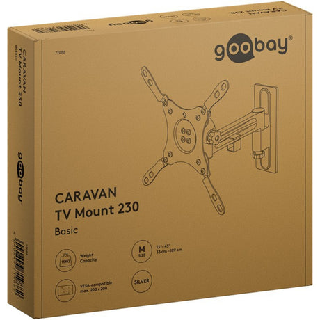 Goobay TV-Wandhalterung Caravan Fullmotion (m), 13 bis 43 Zoll Wandmontage (Silber)