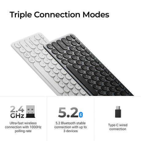 Tastatur Keychron B4 Pro-K8 (weiß, US-Layout (QWERTZ), Scherenschalter, 96 %, ABS-Tastenkappen, 2,4 GHz | Bluetooth | USB)