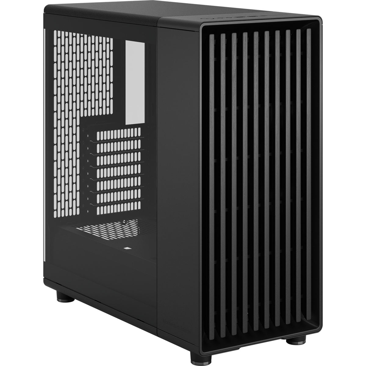 Fractal Design North – Momentum Edition Midi-Tower-Gehäuse (schwarze Holzfarbe | 2x USB-A | 1x USB-C | gehärtetes Glas)