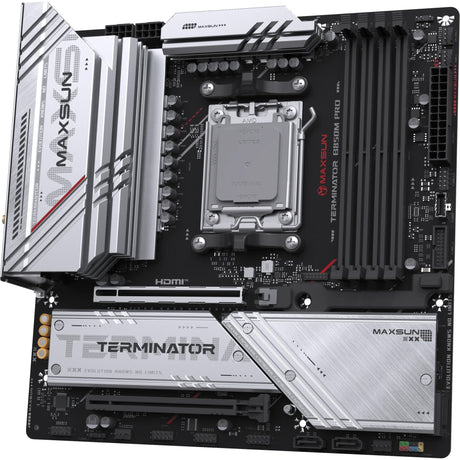 Maxsun ms-terminator b850m pro wifi socket am5 moederbord (zwart, raid, 2.5 gb-lan, wlan, bt, sound, µatx)