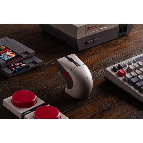 8bitdo Retro R8 Maus – N Edition (Grau Rot, 50 – 26000 dpi, Bluetooth USB-C 2,4 GHz)