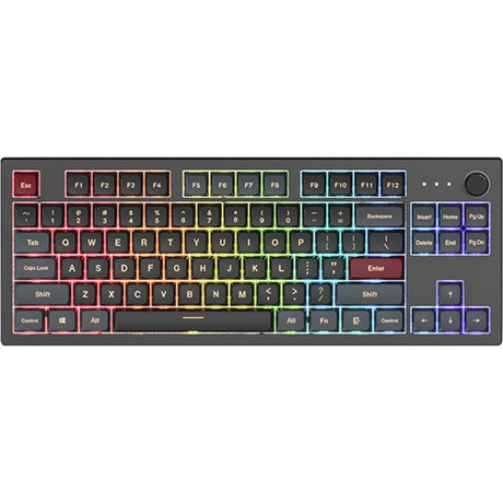 Montech Mkey Darkness TKL RGB mechanische Tastatur (Schwarz, US-Layout (QWERTZ), Gateron G Pro Gelb, 80 % (TKL), Hot-Swap-fähig, RGB, PBT)