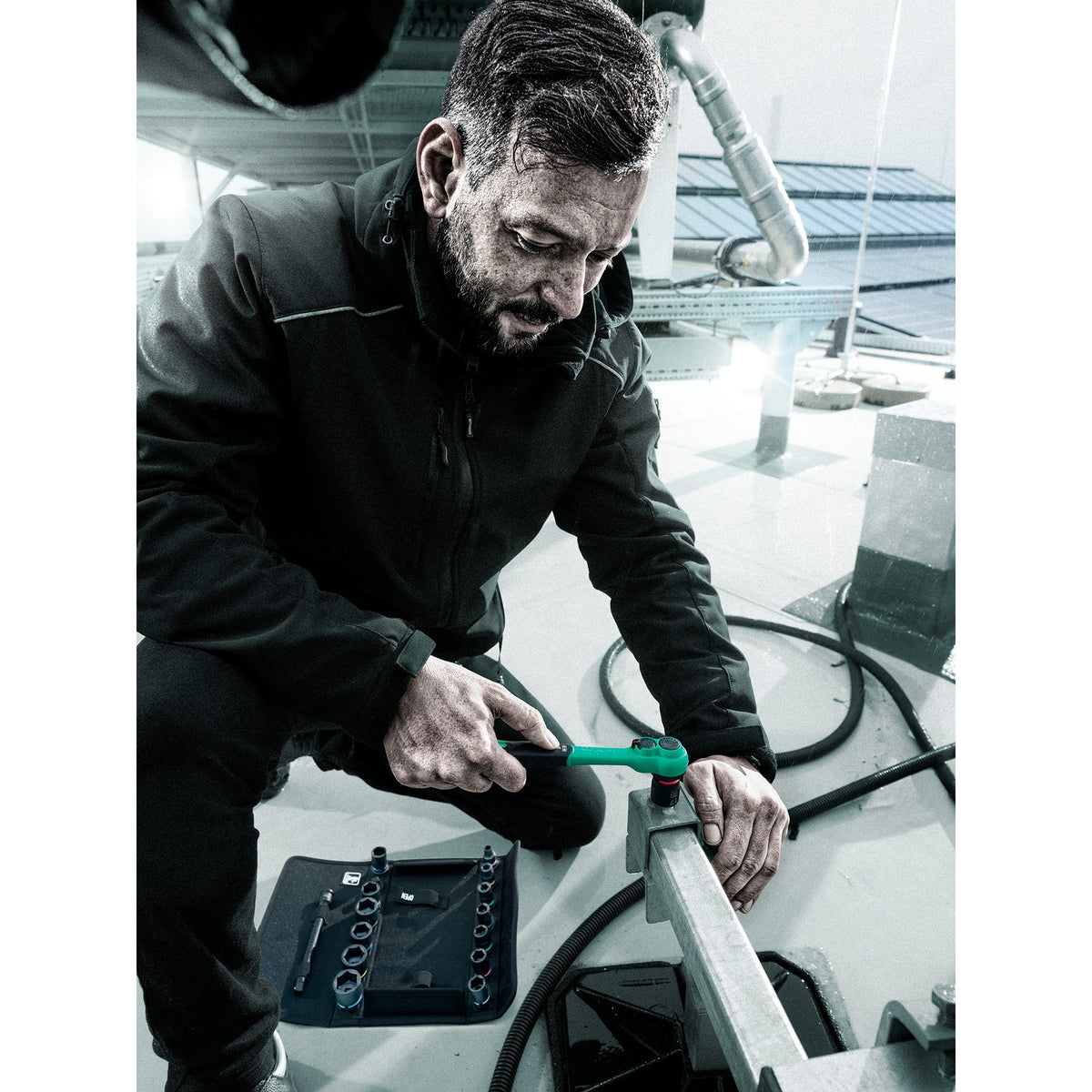 Wera 8100 SB 13 Zyklop Comfort Ratschenset Werkzeugset (schwarz grün, Schaltklinke, 3 8 Antrieb, zöllig, 11-teilig)