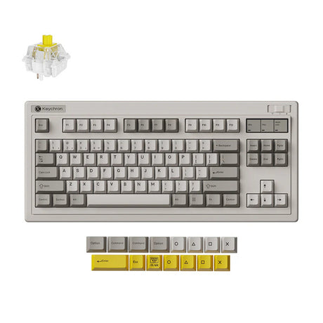 Keychron R3-M4 QMK kabellose mechanische Tastatur (grau, US-Layout (QWERTY), Super Banana, 80 % (TKL), RGB, Cherry PBT, Hot Swap, 2,4 GHz Bluetooth 5.3 USB-C)