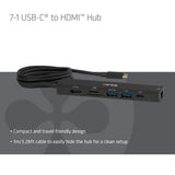 Club 3d csv-2555 7-1 usb-c naar hdmi hub (zwart, 4k60hz, pd3.1 140w, usb-a, usb-c, lan, microsd)