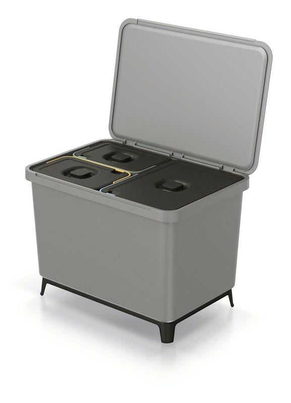 Keden systeemafvalbak 23l + 2x10l- gladgrijs