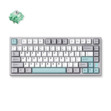 Mchose Z75s Grau-Blau-Kohl-Tofu-Metallabdeckung, kabellose mechanische RGB-Tastatur (grau, US-Layout (QWERTY), KTT Kohl-Tofu V2, 75 %, RGB, Hot-Swap, Double-Shot PBT, kabellos | Bluetooth | USB-C)