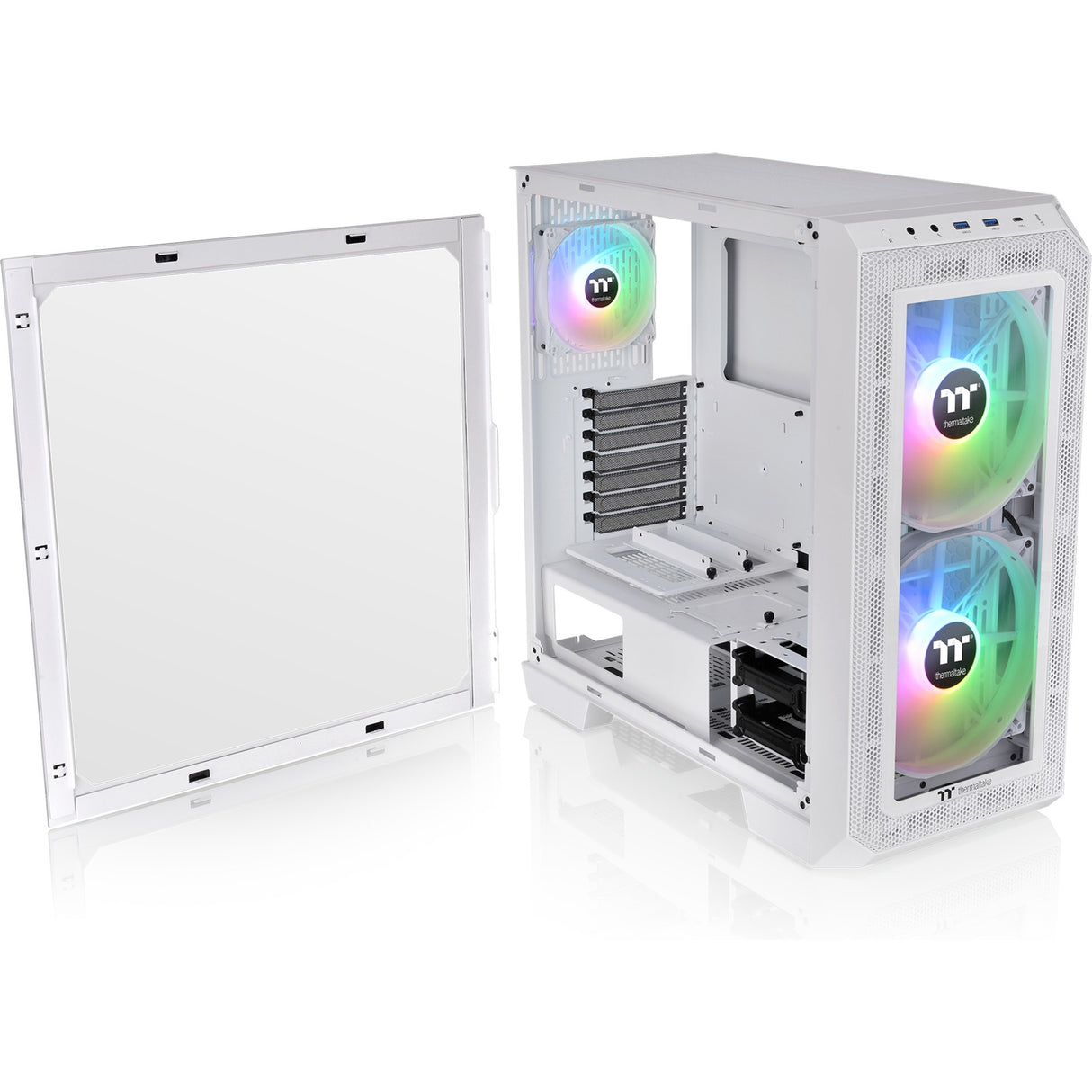 Thermaltake view 300 mx midi tower behuizing (wit | 2x usb-a | 1x usb-c | rgb | window)