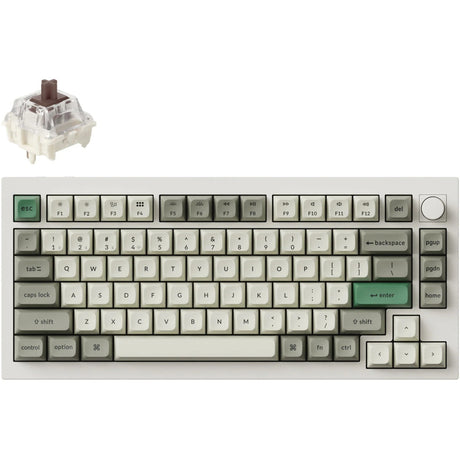 Keychron Q1 Max-P3 RGB mechanische Tastatur (weiß, US-Layout (QWERTY), Gateron Jupiter Brown, 75 %, RGB-LEDs, KSA Double-Shot PBT, Hot-Swap, Knopf, 2,4 GHz | Bluetooth 5.1 | USB-C)
