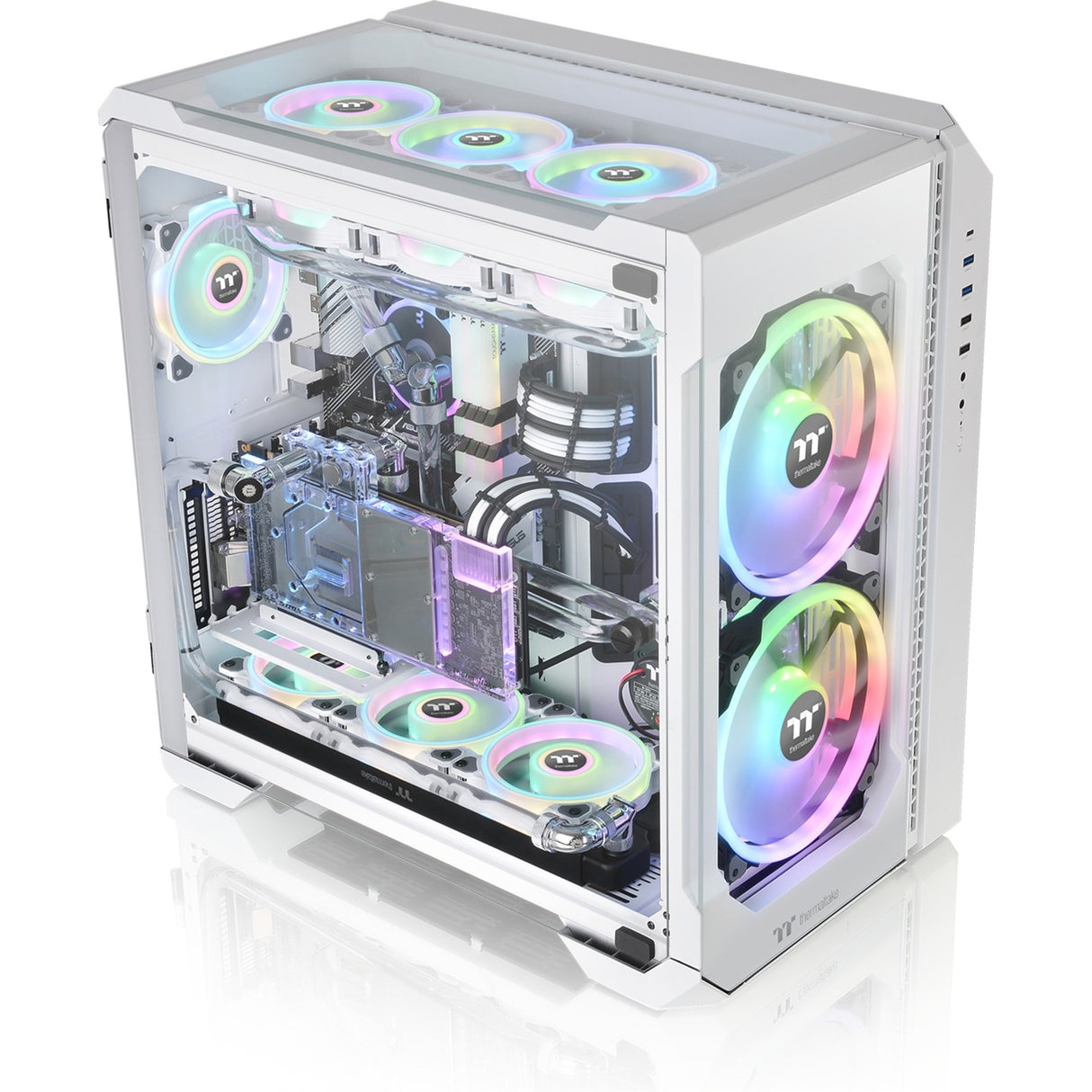 Thermaltake View 51 tg Snow Argb Edition Midi-Tower-Gehäuse (weiß | 4x USB-A | 1x USB-C | RGB | Fenster)
