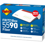 Fritz! Box 5590 Fiber Edition internationaler Router (weiß rot, Mesh-WLAN)