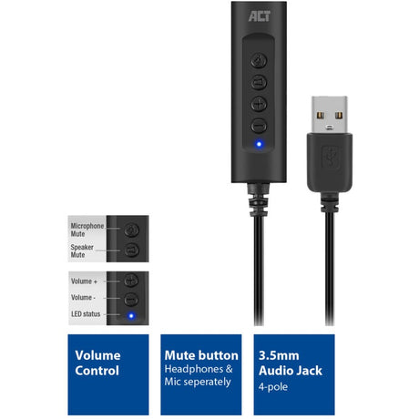 Act-Konnektivität USB-A externe Soundkarte (schwarz)