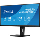 Iiyama Prolite xub3493wqsu-b6 34 Ultrawide Monitor (Schwarz (matt), 2x HDMI, Display Port, 2x USB-A, USB-B, 2x USB-C)