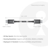 Club 3D DisplayPort 2.1 Vesa DP80 zertifiziertes Kabel Stecker-Stecker (Schwarz, 1,6 Meter, 8K 240Hz, 10K 60Hz, 80Gbit/s)
