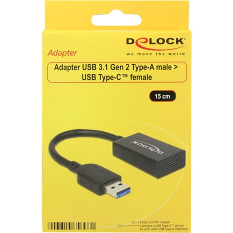Delock Konverter USB-A 3.1 > USB-C Adapter (schwarz, 0,15 Meter)