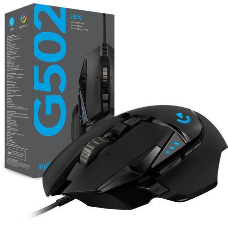 Logitech G502 Hero Hochleistungs-Gaming-Maus (schwarz, 100–25.600 dpi, RGB-LEDs)