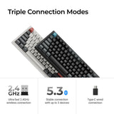 Keychron q3 ultra-m3 8k wireless custom mechanical keyboard (zwart, us lay-out (qwerty), silk pom brown, 80% (tkl), rgb, hot swap, 8k, 2.4 ghz | bluetooth 5.2 | usb-c)