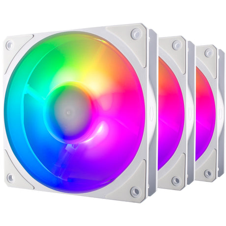 Cooler Master Mobius 120p ArGB 120x120x25 Gehäuselüfter (weiß, 3 Stück, 120 x 120 x 25 mm, PWM)