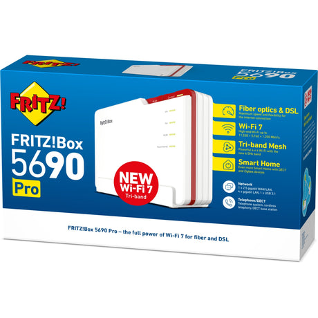 Fritz! Box 5690 Pro Edition internationaler Router (weiß rot, Mesh-WLAN)