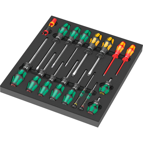 Wera 9710 Schaumstoffeinlage mit Schraubendreher-Set 1, 18-teilig – 05150101001
