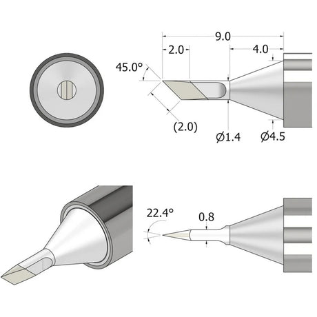 Ifixit Fixhub Lötspitze, messerförmig, 1,4 mm Lötkolben (Silber)