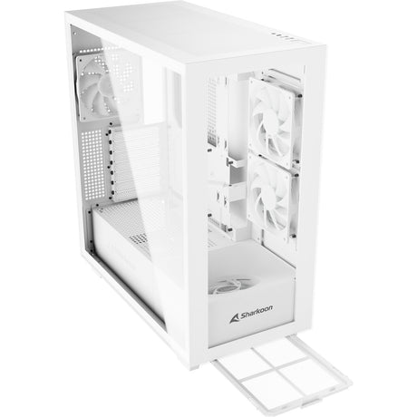 Sharkoon Rebel C60 RGB Midi-Tower-Gehäuse (weiß | 2x USB-A | 1x USB-C | RGB | gehärtetes Glas)