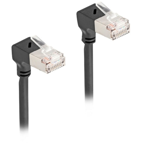 Delock RJ45 Netzwerkkabel Cat.6a S FTP Slim 90° nach unten nach unten gewinkelt 3 m Kabel (schwarz)