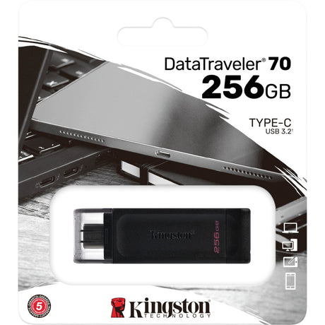 Kingston Data Traveler 70 256 GB USB-Stick (schwarz, DT70 256 GB, USB-C 3.2 Gen 1)