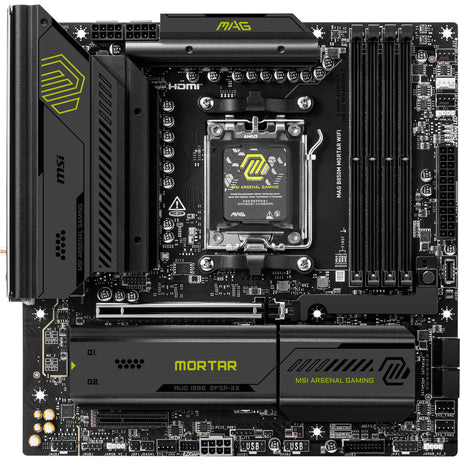 Msi mag b850m mortar wifi socket am5 moederbord (zwart, raid, 5 gb-lan, wlan, bt, sound, atx)