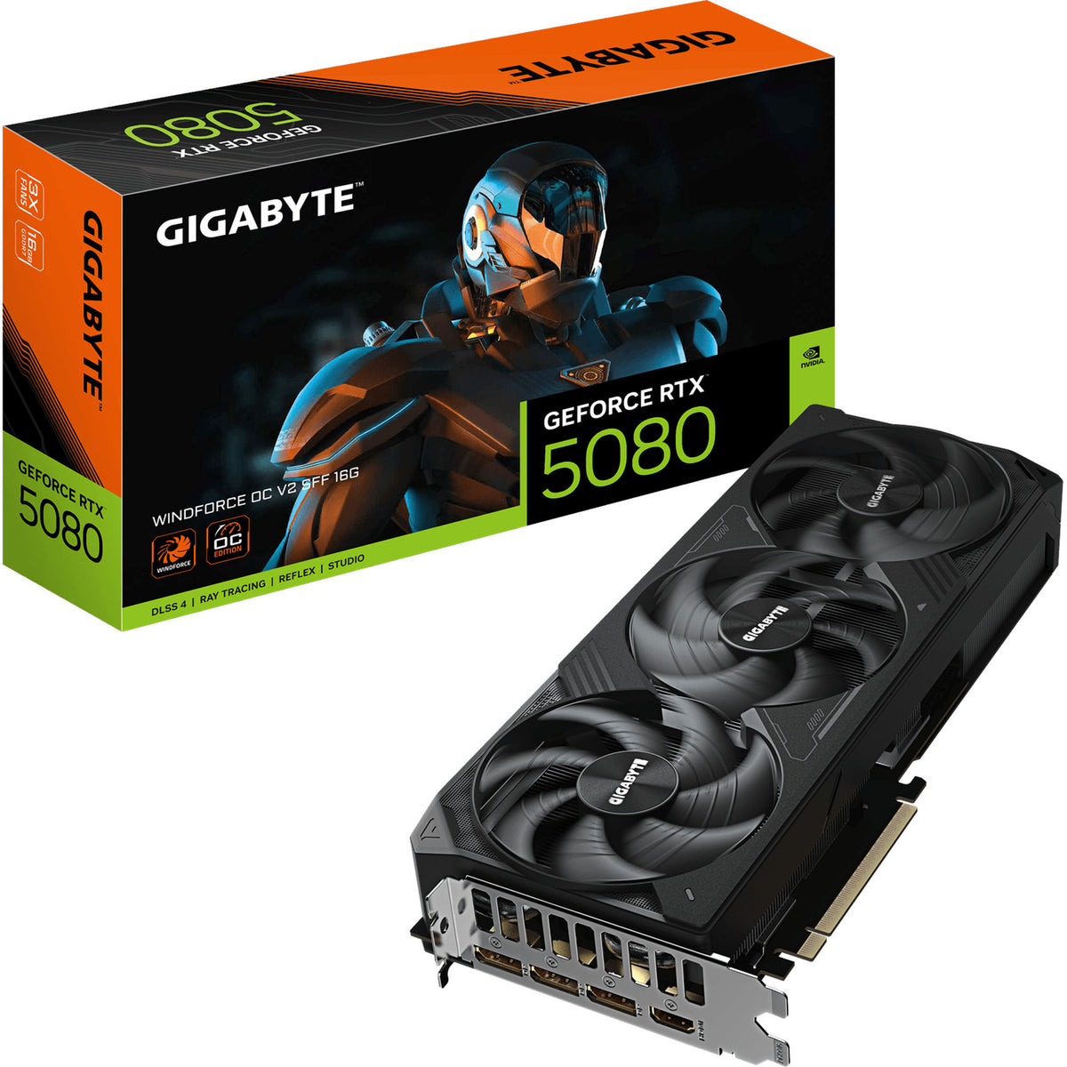 Gigabyte geforce rtx 5080 windforce oc v2 sff 16g grafische kaart (3x displayport, 1x hdmi 2.1, dlss 5)