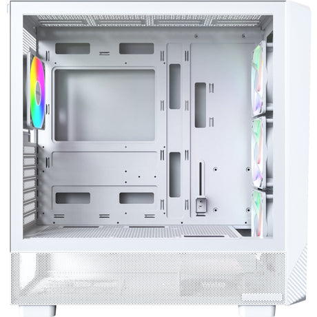 Montech x5 Midi-Tower-Gehäuse (weiß | 2x USB-A | 1x USB-C | gehärtetes Glas)