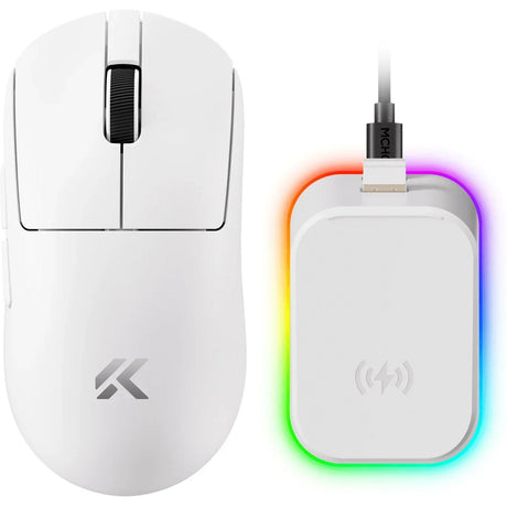 Mchose a7 v2 ultra+ gaming muis (wit, 42.000 dpi, 8k, 2.4 ghz bluetooth usb-c)