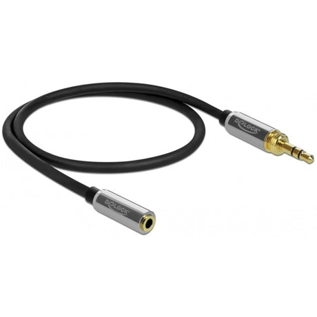 Delock Stereo Klinke 3,5 mm 3 Pin Stecker > Buchse Verlängerungskabel (schwarz, 0,5 Meter)
