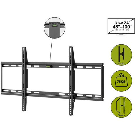 Goobay TV-Wandhalterung fest 43 - 100 Zoll (109 - 254 cm), max. 70 kg Wandmontage (schwarz)