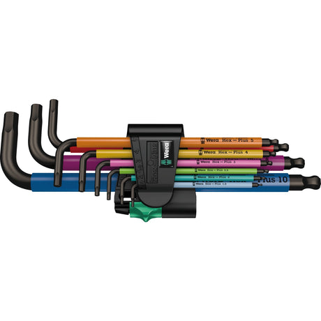 Wera 05073593001 950 spkl 9 sm n sb 9-teiliger Sechskant-Plus-Mehrfarben-Inbusschlüssel – 1,5–10 mm