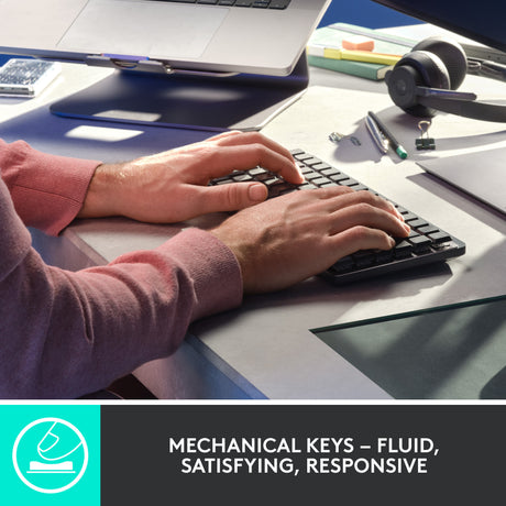 Mechanische Mini-Tastatur Logitech MX (schwarz, US-internationales Layout (QWERTY), GL-taktil, 80 % (TKL), Bluetooth)