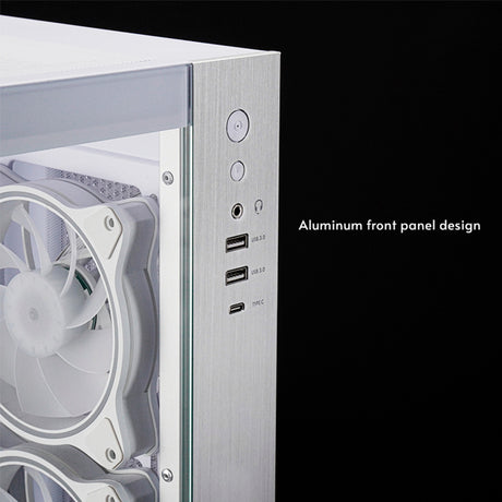 Chieftec Visio Midi Tower Gehäuse (weiß | 2x USB-A | 1x USB-C | RGB | gehärtetes Glas)