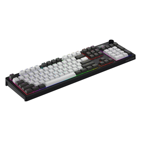 Hator skyfall pro wireless rgb mechanisch gaming toetsenbord (zwart, us lay-out (qwerty), hator aurum vanilla silent, 100%, rgb, double-shot pbt, hot-swap, 2.4ghz bluetooth usb-c)
