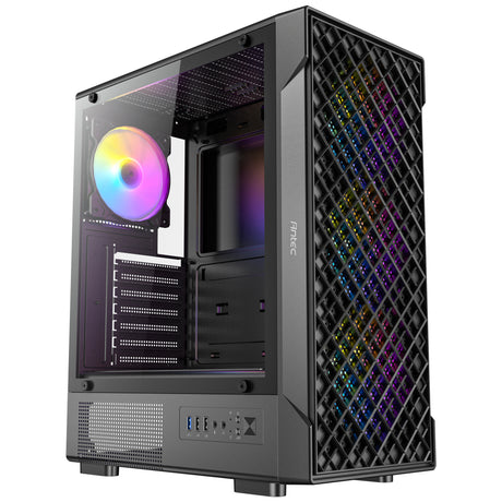 Antec VX320 ArGB Midi-Tower-Gehäuse (schwarz | 3x USB-A | gehärtetes Glas)