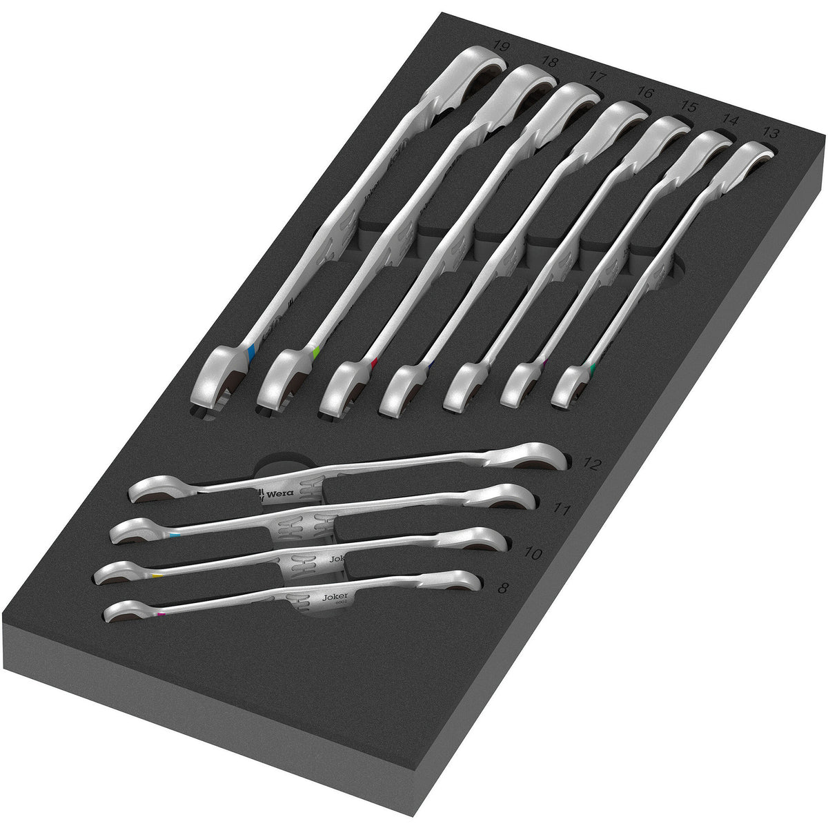 Wera 9733 Schaumstoffeinlage mit 6001 Jokerschalter-Set 1, 11-teiliger Schraubenschlüssel (schwarzgrau)