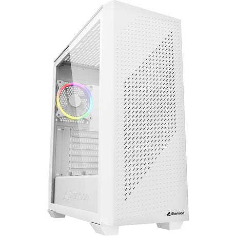 Sharkoon vs9 RGB weißes Midi-Tower-Gehäuse (weiß | 2x USB-A | 1x USB-C | RGB | gehärtetes Glas)