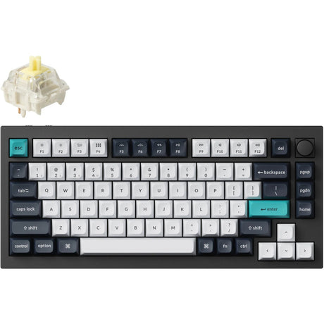 Keychron Q1 Max-M4 RGB mechanische Tastatur (schwarz, US-Layout (QWERTY), Gateron Jupiter Banana, 75 %, RGB-LEDs, KSA Double-Shot PBT, Hot-Swap, Knopf, 2,4 GHz | Bluetooth 5.1 | USB-C)
