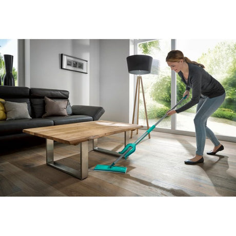 Leifheit Picobello Bodenwischer S Micro Duo mit Stiel – 27 cm Wischbreite – Türkis – Grau