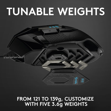 Logitech G502 Hero Hochleistungs-Gaming-Maus (schwarz, 100–25.600 dpi, RGB-LEDs)
