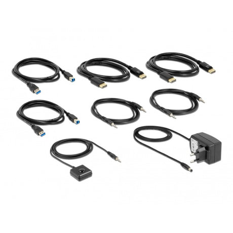 Delock Displayport 1.4 KVM-Switch, 8k 60Hz, USB 3.2 Gen 1, Audio-KVM-Switch (grau schwarz)