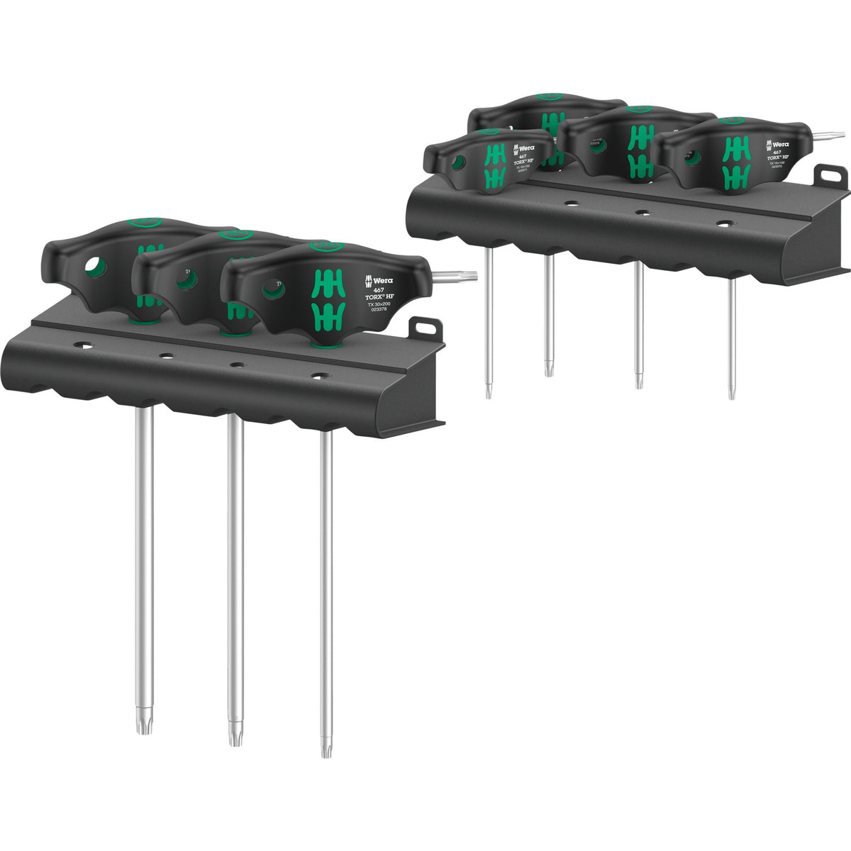 Wera 467 7 Torx HF Set 1 Kreuzschlitzschraubendreher + Rack, 7-teilig (schwarz grün, mit Haltefunktion)