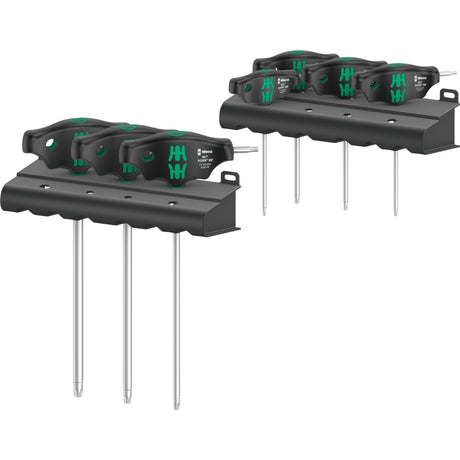 Wera 467 7 Torx HF Set 1 Kreuzschlitzschraubendreher + Rack, 7-teilig (schwarz grün, mit Haltefunktion)