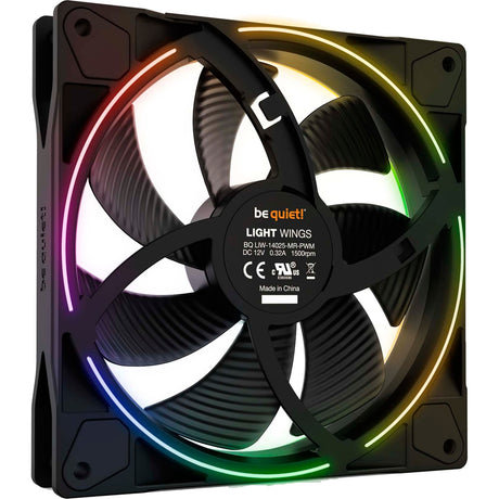 Ruhig sein! Light Wings PWM RGB Gehäuselüfter (schwarz, 3 Stück, 140 x 140 x 25 mm)